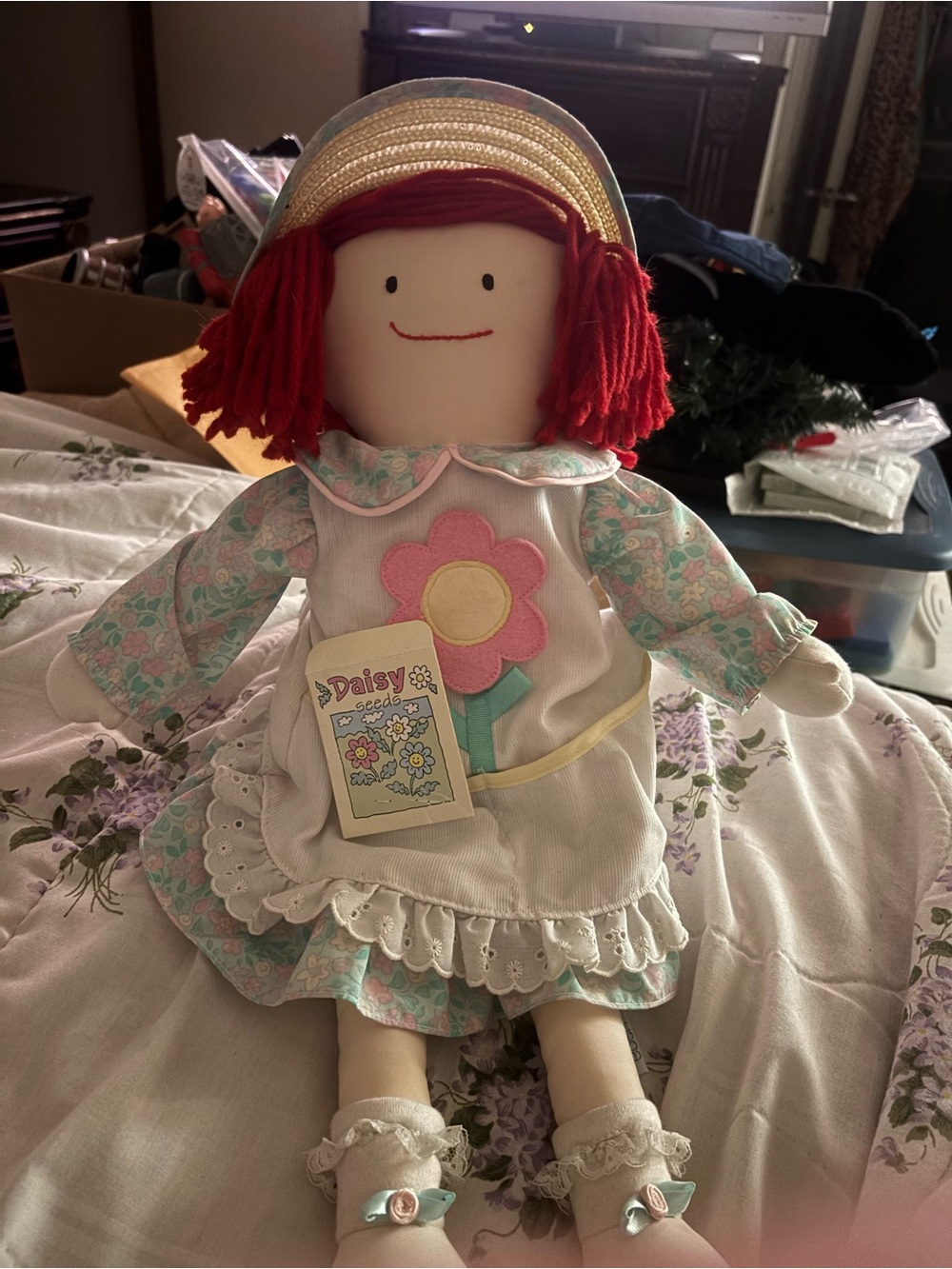 Madeline Daisy Rag Doll - Red Hair & Pink Flower Outfit